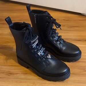 Karl Lagerfeld Mela Embellished Combat Boots Size 8.5 NEW